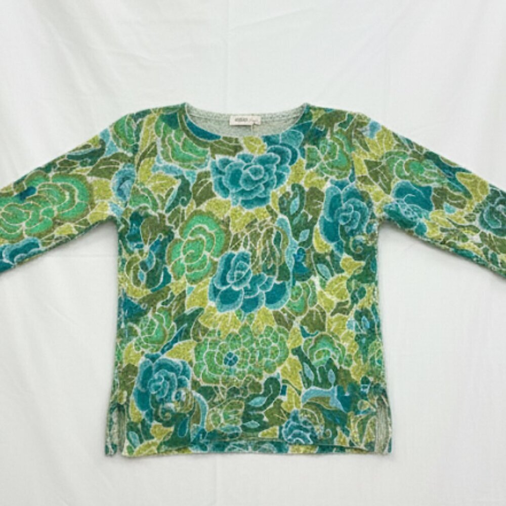 NWT Dana Buchman Women’s Green Teal Spring Floral Open Knit Sweater Size L - Picture 6 of 13